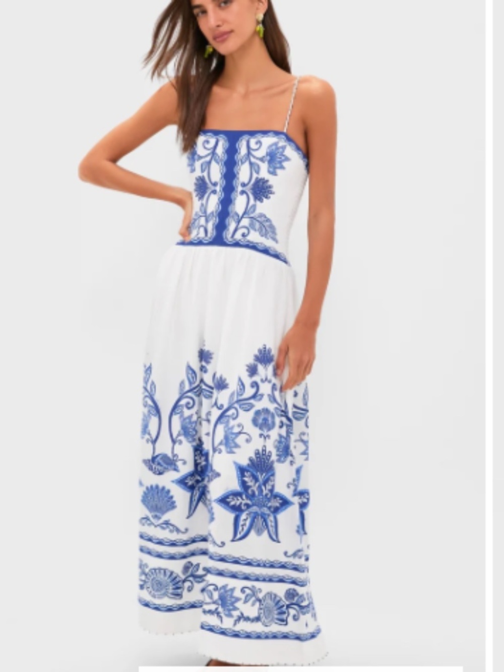 Tuckernuck - Farm Rio - Shell Garden Off-White Sleeveless Midi Dress
